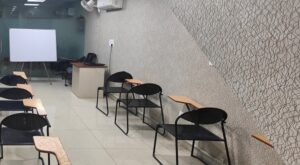 black chair and white table